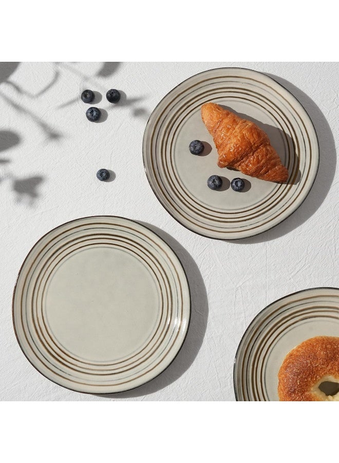 Famiware Twilight 6 Piece Reactive Glaze Handmade Dinner Plates in 26 cm, Scratch Resistant, Microwave & Dishwasher Safe, Terre-Verte - Image 2