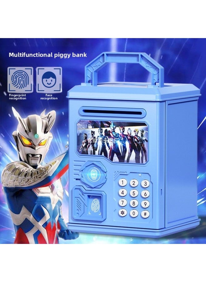 Generic - 2024 Children's Ultraman Piggy Bank Boy's Large Capacity Can't Fall, Only Can't Enter, Password Piggy Bank-Color:Blue Otoman [key Code Lock☆Music Story] Battery - Image 1