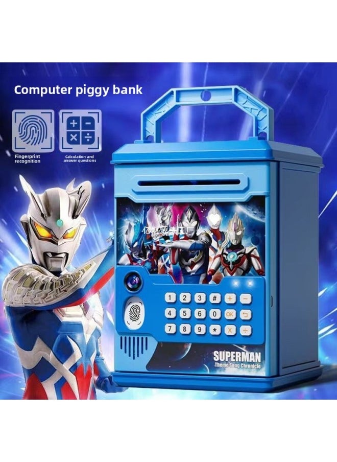 Generic - 2024 Children's Ultraman Piggy Bank Boy's Large Capacity Can't Fall, Only Can't Enter, Password Piggy Bank-Color:Blue Otoman [key Code Lock☆Music Story] Battery - Image 1