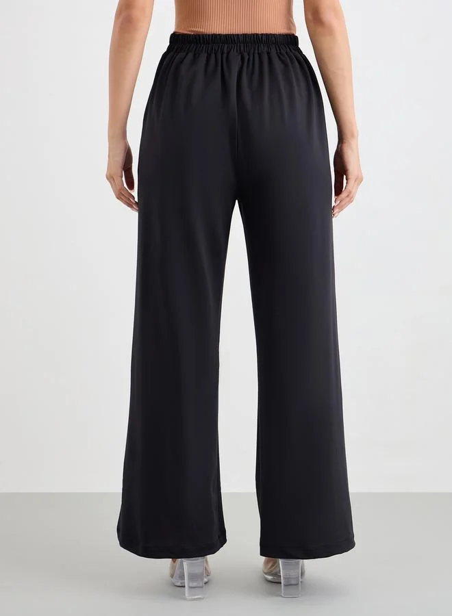 Styli Styli Wide Leg Ankle Length Pants with Pintuck Detail