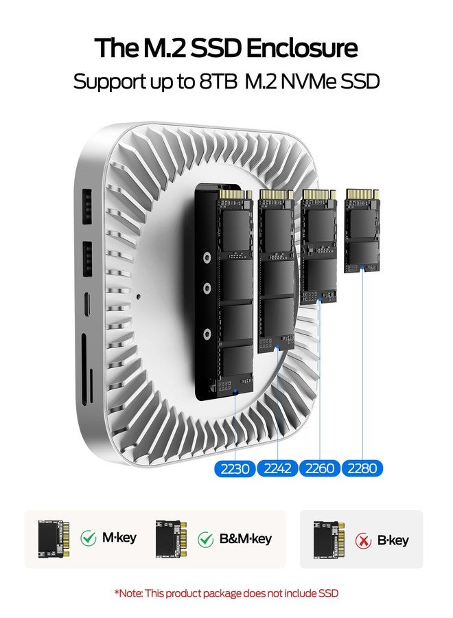 MOVESPEED MOVE SPEED Mac mini M4 Dock Enclosure, 10 in 1 Aluminum Stand Hub, 10Gbps USB-C/A, 4K60Hz HDMI, SD/TF Reader, Space-Saving Vertical Design - Image 2