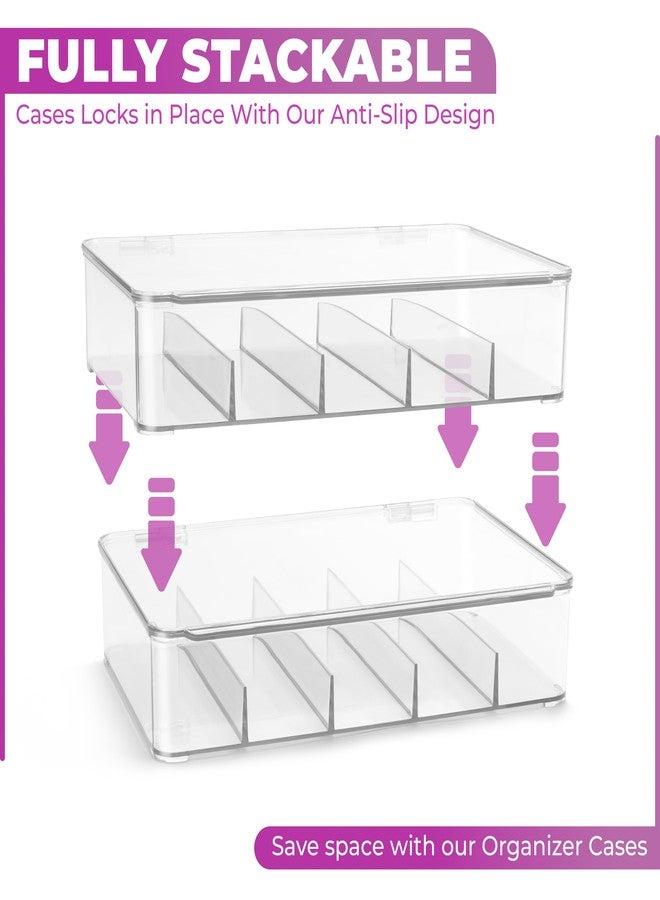 سوربوس حقيبة تخزين ليغو من سوربس - منظمات بلاستيكية قابلة للتكديس لفرز المجوهرات والألعاب الصغيرة ومكعبات البناء والأقلام وشخصيات الحركة - صناديق تخزين بغطاء مفصلي تتضمن 5 أقسام (عبوة من قطعتين) - Image 4