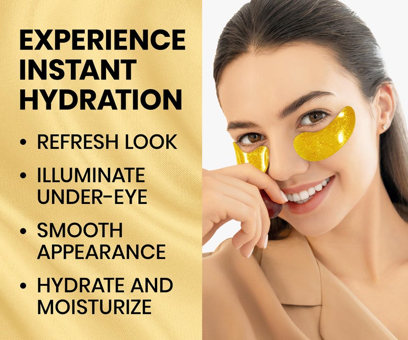 Stylia Under Eye Patches for Dark Circles and Puffy Eyes (30 Pairs) - 24k Gold Under Eye Mask with Vitamin C, Hyaluronic Acid, Pearl Extract - Eye Masks for Dark Circles and Puffiness - Image 5