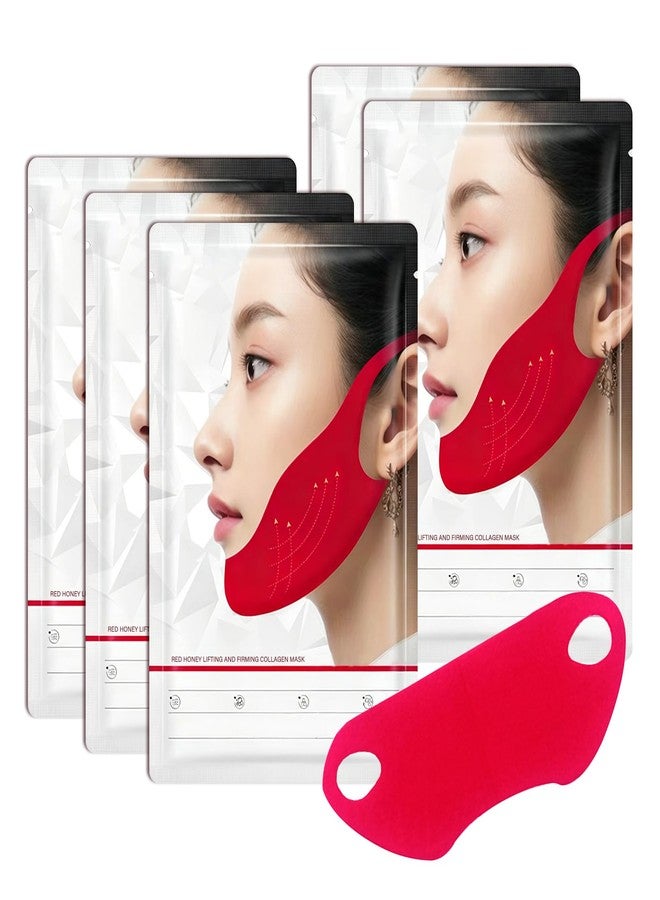 BKPPLZP 5 Pcs V Line Lifting Masks,Firming Double Chin Strap Neck Lift Tape,Moisturizing Neck Mask for Tightening and Firming,Chin Lifting Mask,Jawline Shaper Mask for Face Tightening and Lifting - Image 1