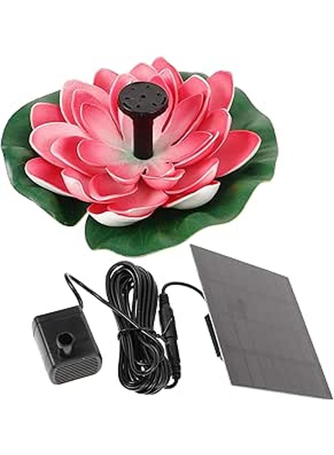 Solar Powered Lotus Fountain Outdoor Garden Pond Decor With Bright Red Pump - Image 1