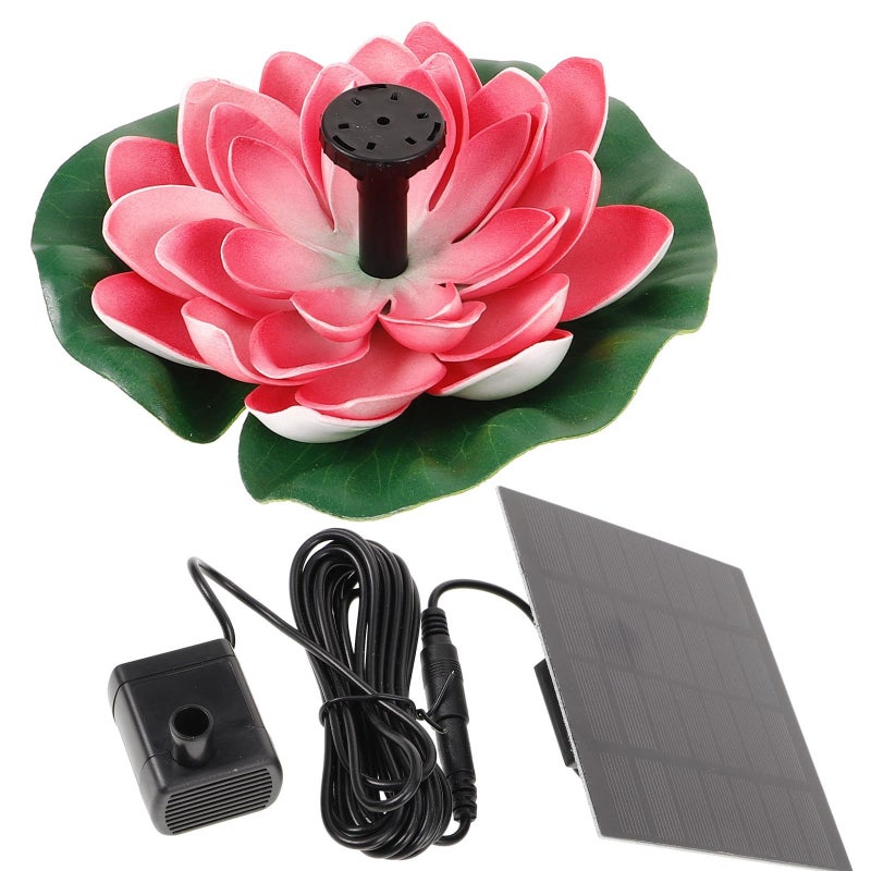 Solar Powered Lotus Fountain Outdoor Garden Pond Decor With Bright Red Pump - Image 2