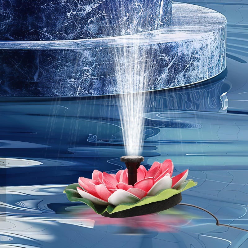 Solar Powered Lotus Fountain Outdoor Garden Pond Decor With Bright Red Pump - Image 4