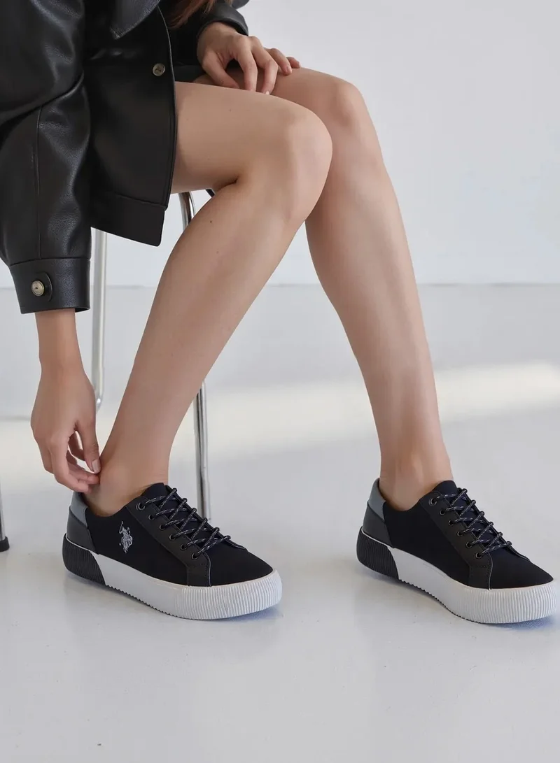 U.S. Polo Assn. Black-Grey Women's Black Low-Top Sneakers - Lightweight Shoes Sporty Design Shoes, Comfortable for Casual Wear for Women | Best Price UAE