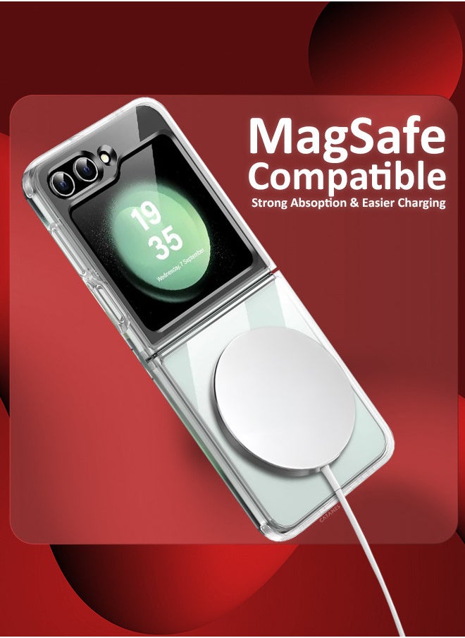 CATANES - [لهاتف Samsung Galaxy Z Flip 6] جراب شفاف مغناطيسي متوافق مع MagSafe غطاء جلدي شفاف وشفاف ومضاد للأصفرار ومضاد للانزلاق - Image 1