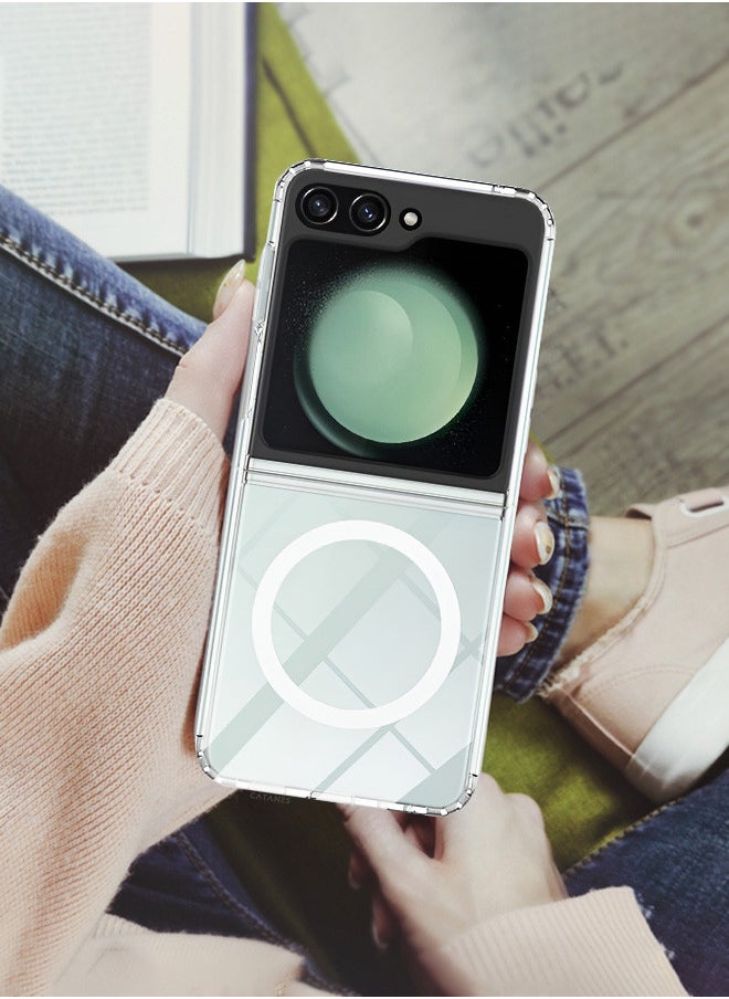CATANES - [لهاتف Samsung Galaxy Z Flip 6] جراب شفاف مغناطيسي متوافق مع MagSafe غطاء جلدي شفاف وشفاف ومضاد للأصفرار ومضاد للانزلاق - Image 1