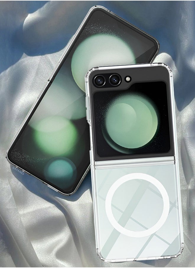 CATANES - [لهاتف Samsung Galaxy Z Flip 6] جراب شفاف مغناطيسي متوافق مع MagSafe غطاء جلدي شفاف وشفاف ومضاد للأصفرار ومضاد للانزلاق - Image 1