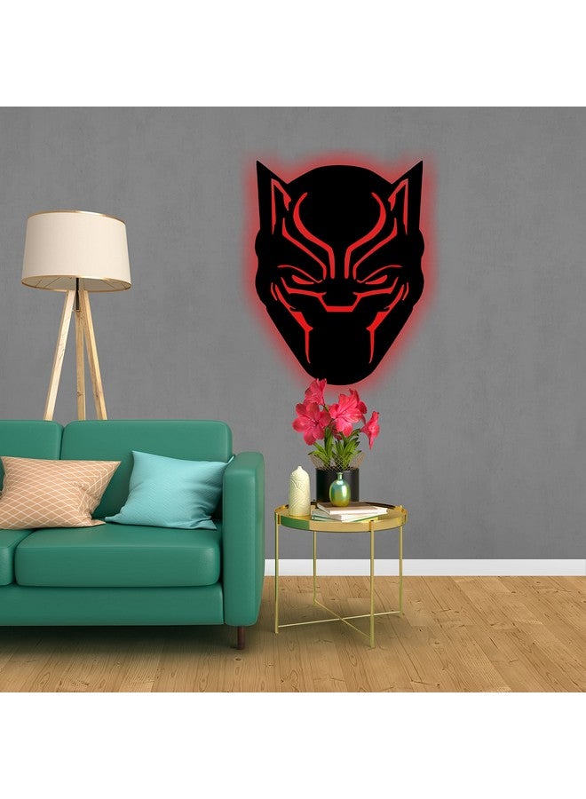 Litup_store Black Panther- Backlit LED Logo Wall Hanging with Remote Control | Superhero | Superhero Lovers | Kid's Room Decoration | DC Fans | Marvel Fans | Home & Wall Decor | Multi-coloured | 12x12 Inch - Image 1