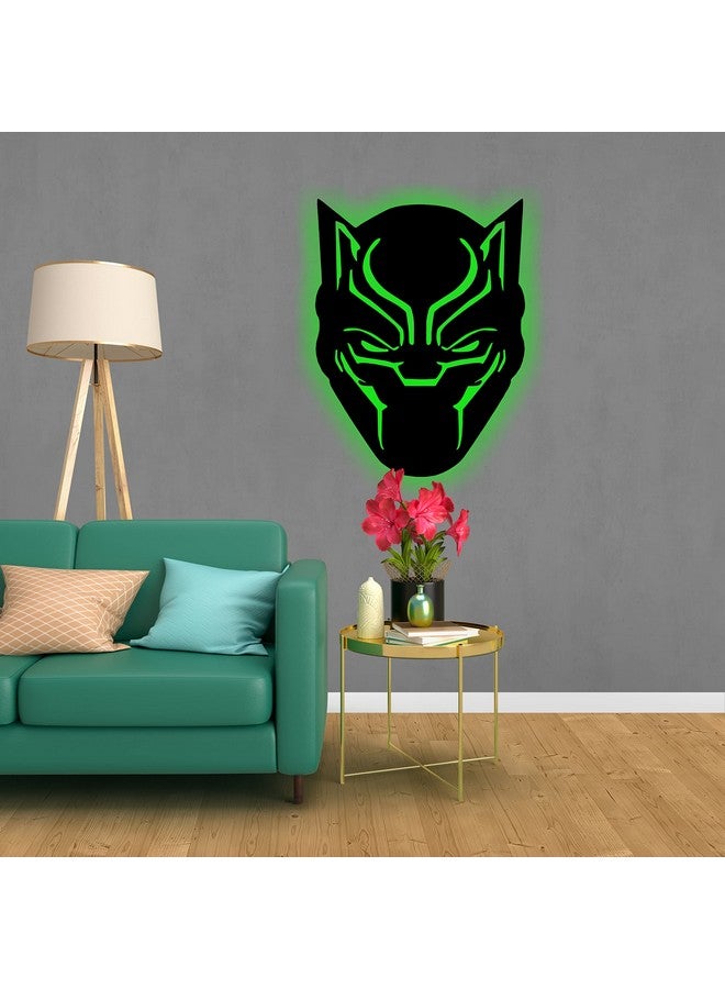 Litup_store Black Panther- Backlit LED Logo Wall Hanging with Remote Control | Superhero | Superhero Lovers | Kid's Room Decoration | DC Fans | Marvel Fans | Home & Wall Decor | Multi-coloured | 12x12 Inch - Image 2
