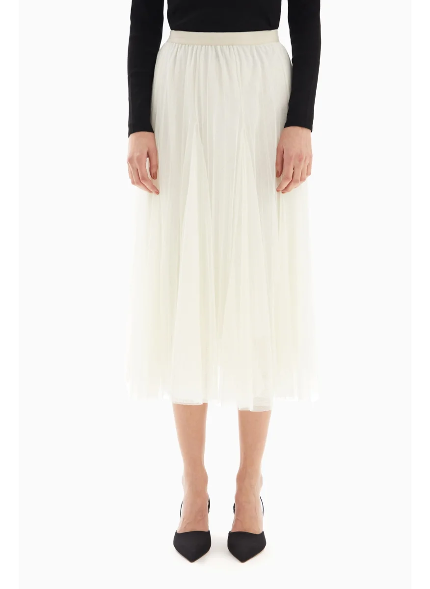 وي كرييت Midi White Sheer Skirt By WECRE8