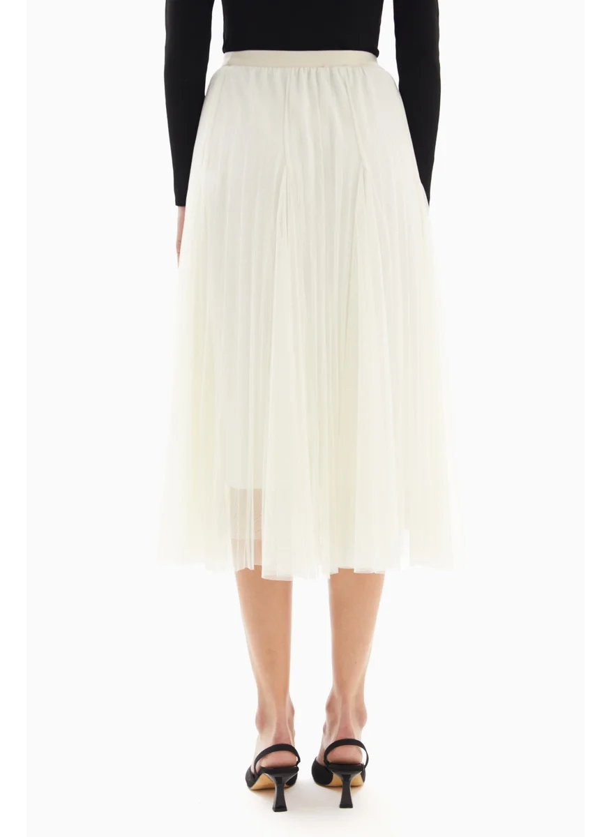 وي كرييت Midi White Sheer Skirt By WECRE8