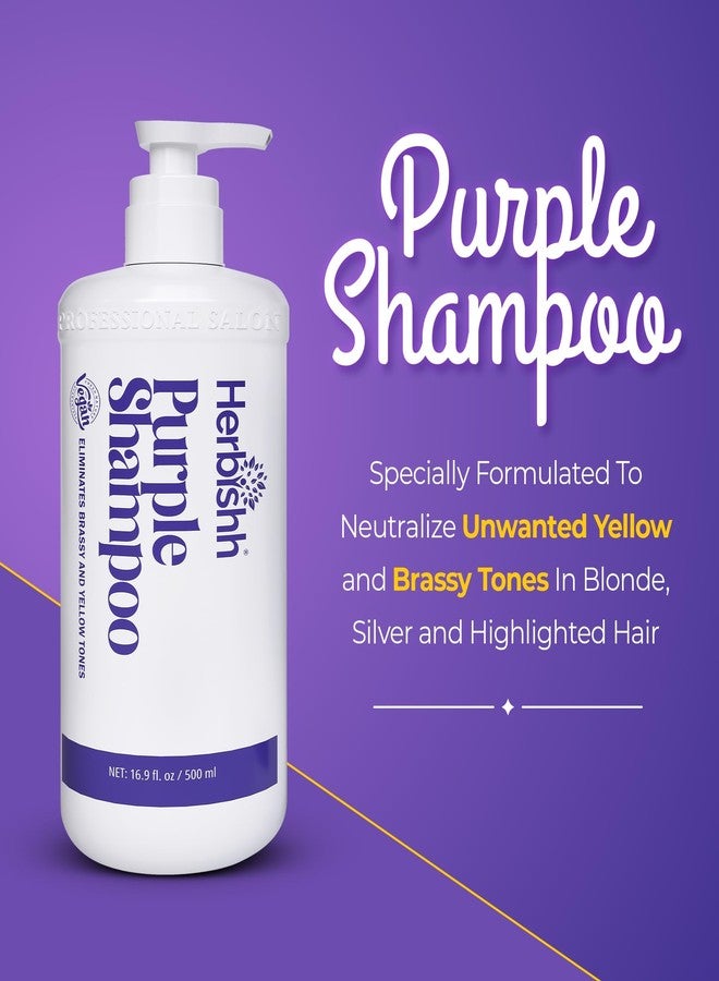 Herbishh Purple Shampoo for Blonde Hair 16.9 fl. Oz, Eliminates Yellow & Brassy Undertones from Silver & Highlighted Hair, Deep Cleansing Shampoo, Frizz Control & Color Protection - Image 2