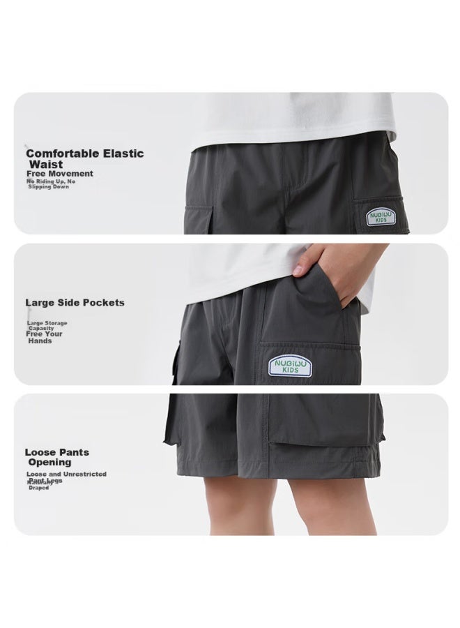 Nubiwu Boys' Shorts Five-Point Pants Summer Children'S Handsome Casual Pants Boys Thin Breathable Pants Middle And Large Children'S Work Pants