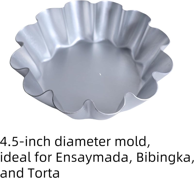 FAQQI 6 Pcs, Large 4.5 Inches Ensaymada Molder Filipino, Bibingka Molder Filipino, Torta Molder – Extra Large Round Cake Pan with Wave Edge for Traditional Filipino Desserts, Perfect for Ensaymada - Image 4