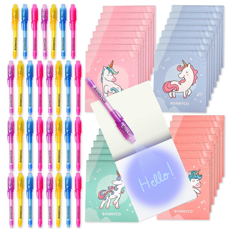 BONNYCO Invisible Ink Pen and Notebook Pack 32 Unicorn Party Favors for Kids Magic Spy Pen Goodie Bags Stuffers for Kids Unicorn Birthday Party Supplies Goody Bag Stuffers Return Gifts Prizes - Image 3