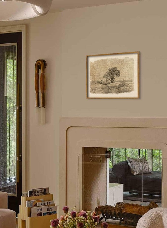 Kizbok Neutral Wall Art Decor Vintage Tree Sketch Canvas Prints Rustic Neutral Brown Tones Nature Drawing Oil Painting, Moody Antique Landscape Art Pictures for Bedroom, Farmhouse Wall Decor for Bathroom Home(8" x 10"-UNFRAMED) - Image 5