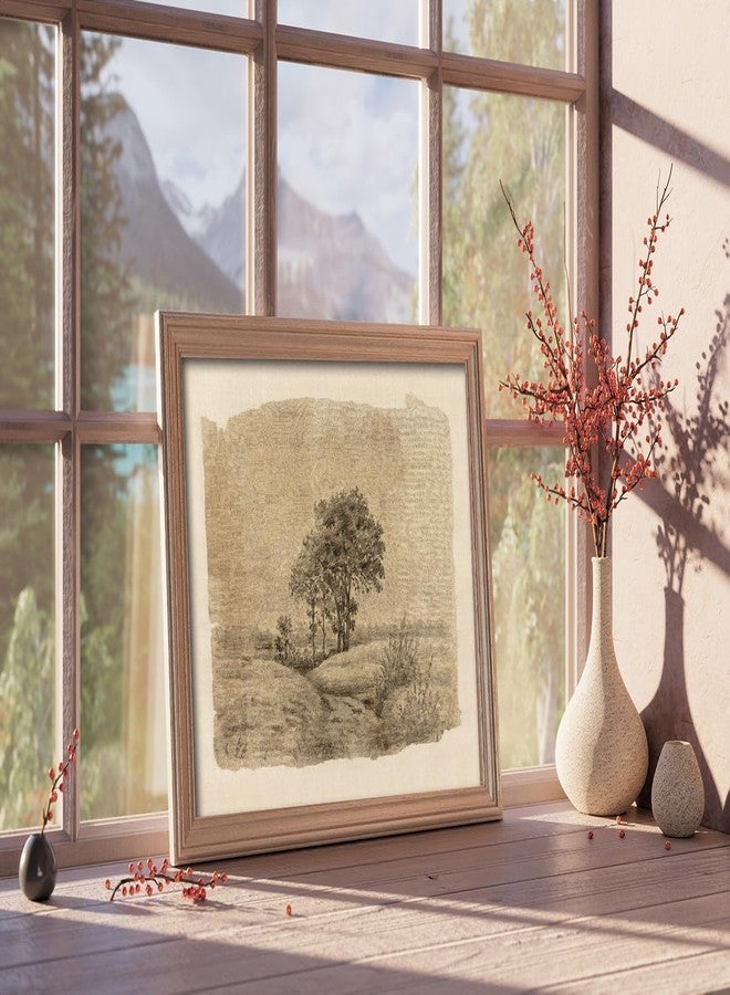 Kizbok Neutral Wall Art Decor Vintage Tree Sketch Canvas Prints Rustic Neutral Brown Tones Nature Drawing Oil Painting, Moody Antique Landscape Art Pictures for Bedroom, Farmhouse Wall Decor for Bathroom Home(8" x 10"-UNFRAMED) - Image 4