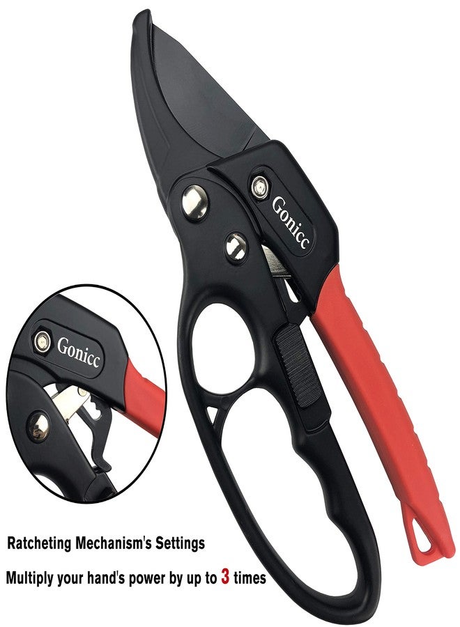 gonicc 8" Professional Ratchet Anvil Pruning Shears (GPPS-1011), Ratcheting Mechanism, Anvil groove design, Reinforced Design Handle, Garden Shears Clippers, Anvil Pruner, Hand Tools Scissors Loppers - Image 2