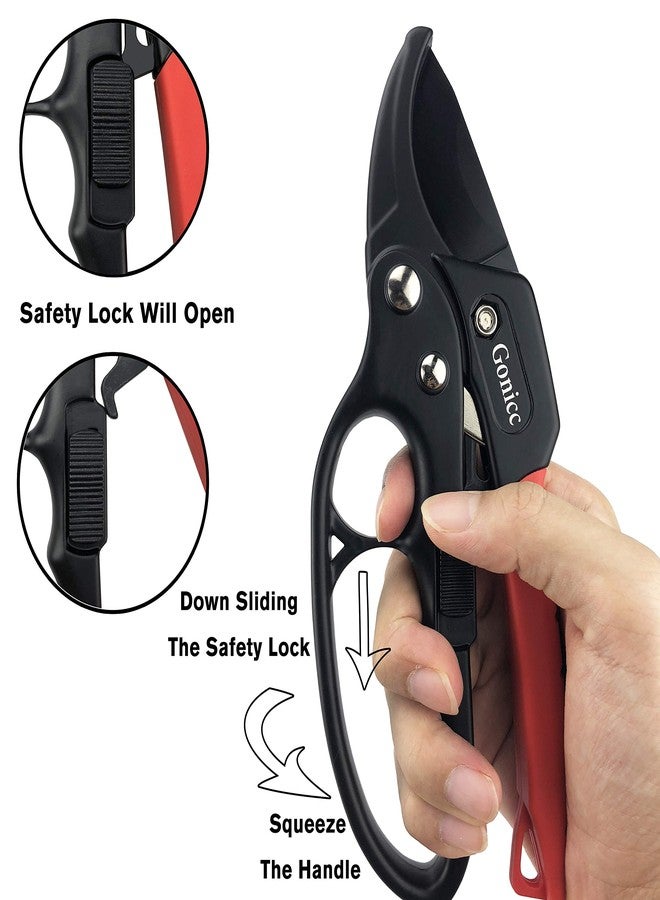 gonicc 8" Professional Ratchet Anvil Pruning Shears (GPPS-1011), Ratcheting Mechanism, Anvil groove design, Reinforced Design Handle, Garden Shears Clippers, Anvil Pruner, Hand Tools Scissors Loppers - Image 3