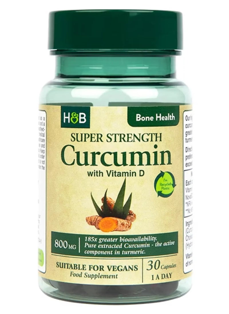 H&B H&B Super Strength Curcumin 800mg Capsules With Vitamin D For Bone Health, Pack of 30's 