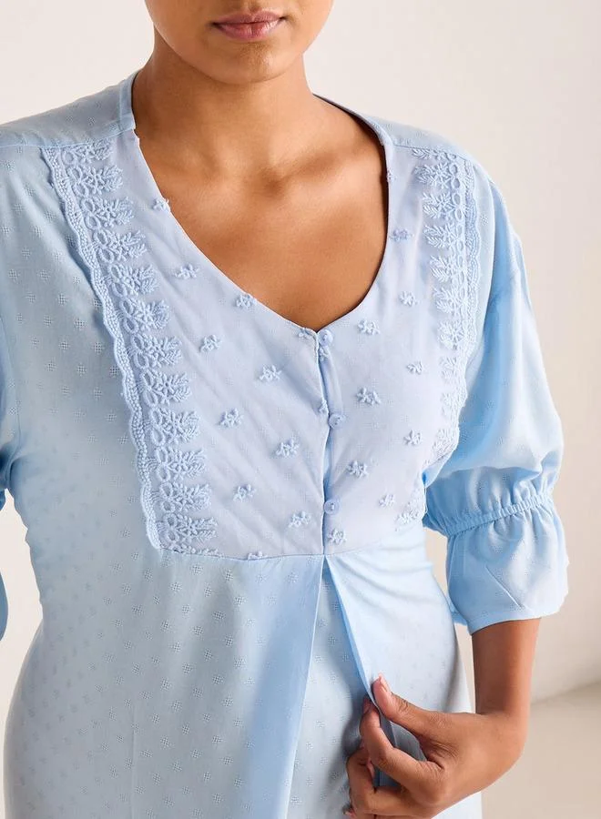 سبلاش فيڤ قميص نوم ماكسي فيسكوز مطرز