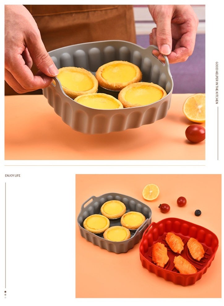 HOMESTAR Multi-Color Silicone Mat Set (Red/Gray/Green) | Air Fryer Accessories Square Baking Pan | Non-Slip Heat-Resistant Tray | 18×17×5cm Standard Size | 136g Each (3-Pack) | For Baking/Roasting/Defrosting | Food-Grade Safe Material | Dishwasher Friendly & Foldable - Image 3