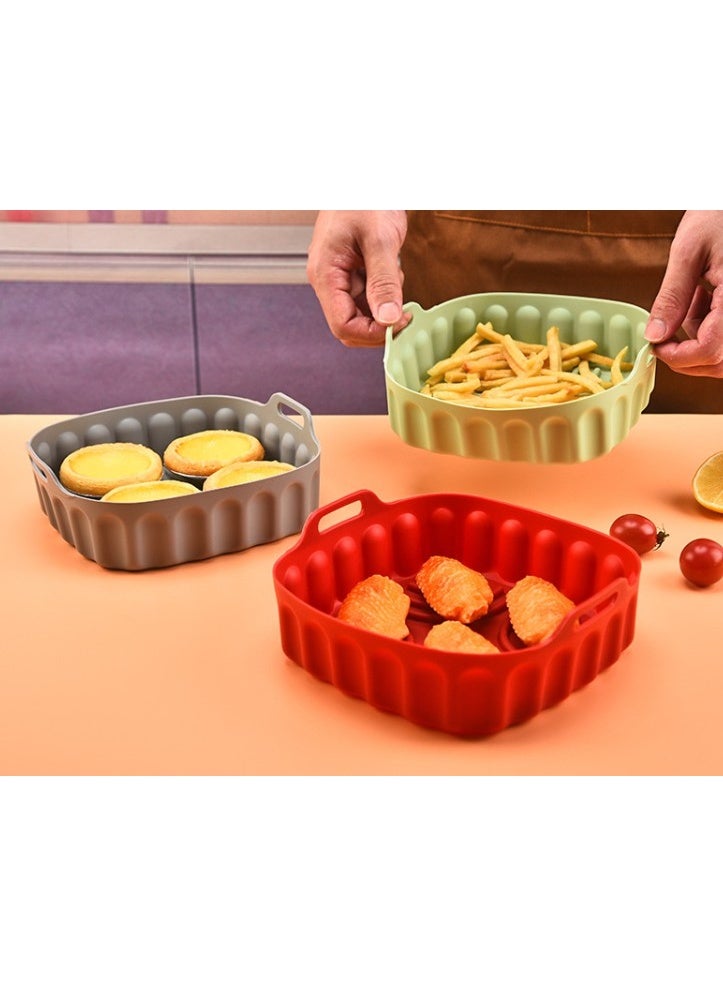 HOMESTAR Multi-Color Silicone Mat Set (Red/Gray/Green) | Air Fryer Accessories Square Baking Pan | Non-Slip Heat-Resistant Tray | 18×17×5cm Standard Size | 136g Each (3-Pack) | For Baking/Roasting/Defrosting | Food-Grade Safe Material | Dishwasher Friendly & Foldable - Image 4