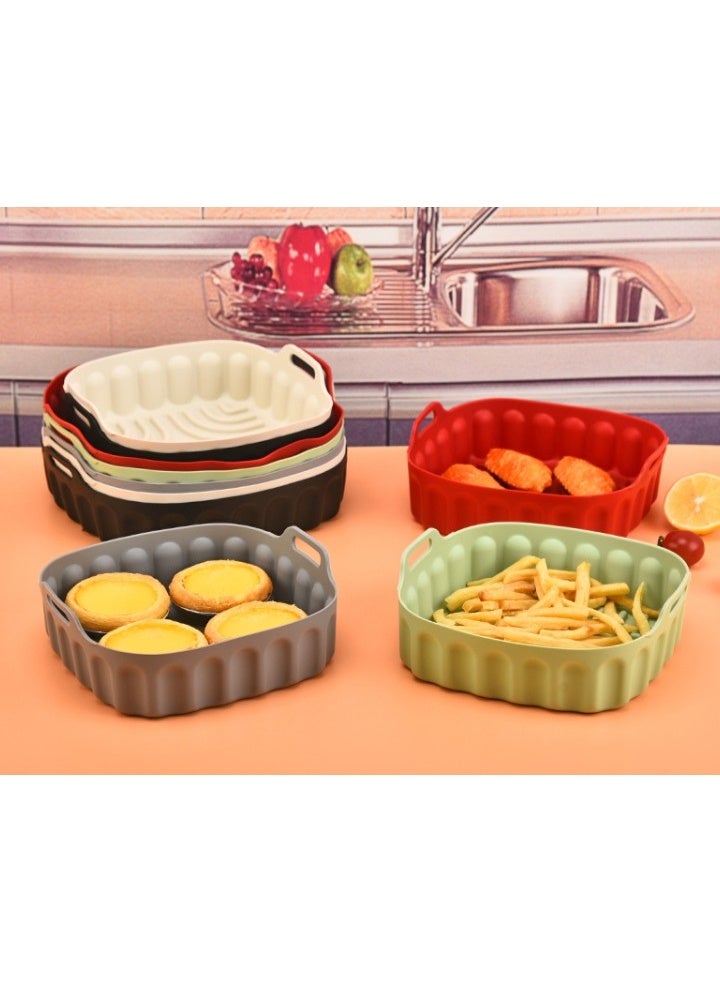 HOMESTAR Multi-Color Silicone Mat Set (Red/Gray/Green) | Air Fryer Accessories Square Baking Pan | Non-Slip Heat-Resistant Tray | 18×17×5cm Standard Size | 136g Each (3-Pack) | For Baking/Roasting/Defrosting | Food-Grade Safe Material | Dishwasher Friendly & Foldable - Image 5