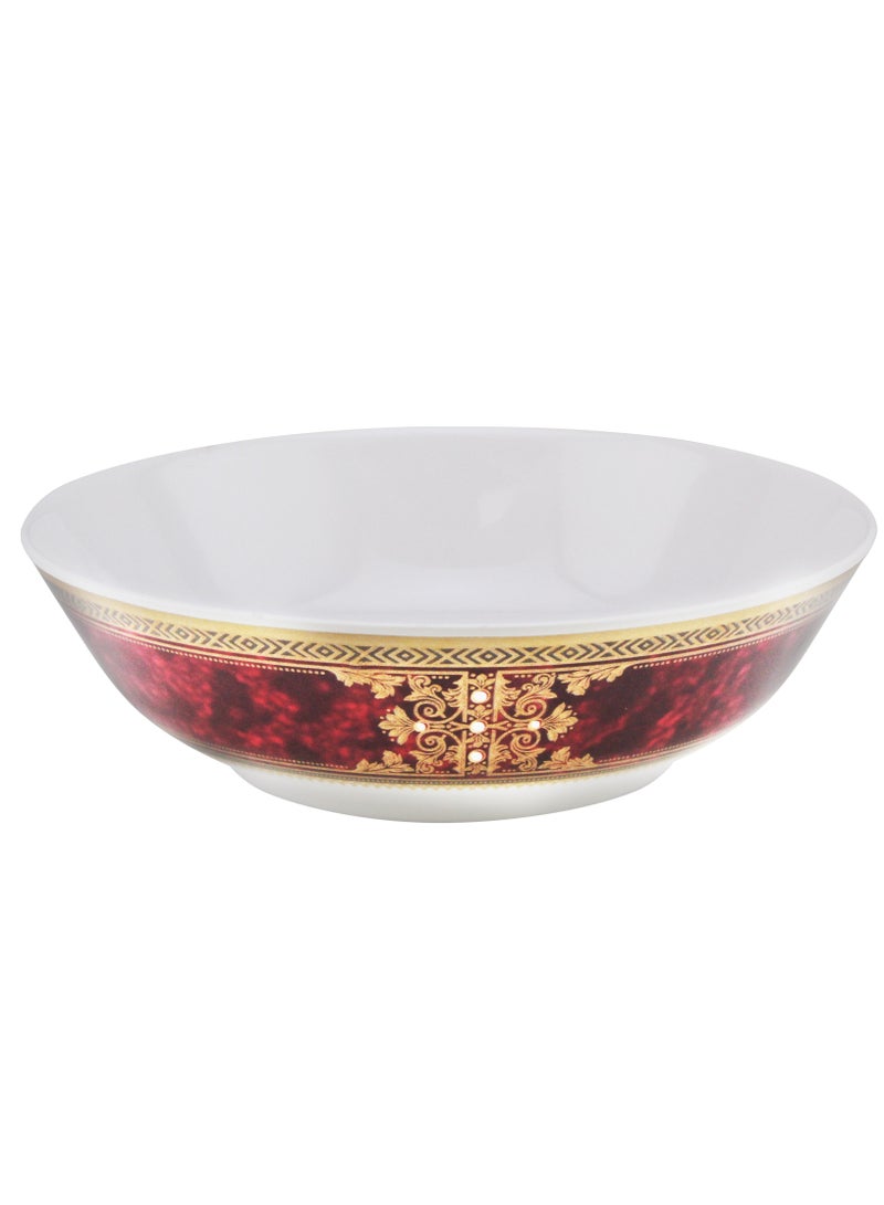 MODA CUCINA وعاء تقديم دائري مفتوح من الميلامين باللون الأحمر العرقي 20 سم معتمد من إسمه