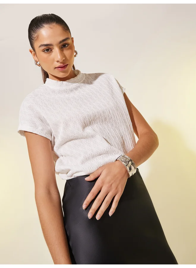 Take Two Take Two Textured High Neck Regular Fit T-Shirt