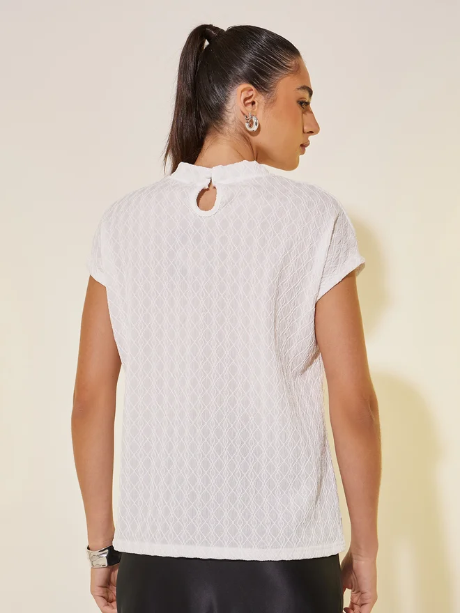 تايك تو Take Two Textured High Neck Regular Fit T-Shirt