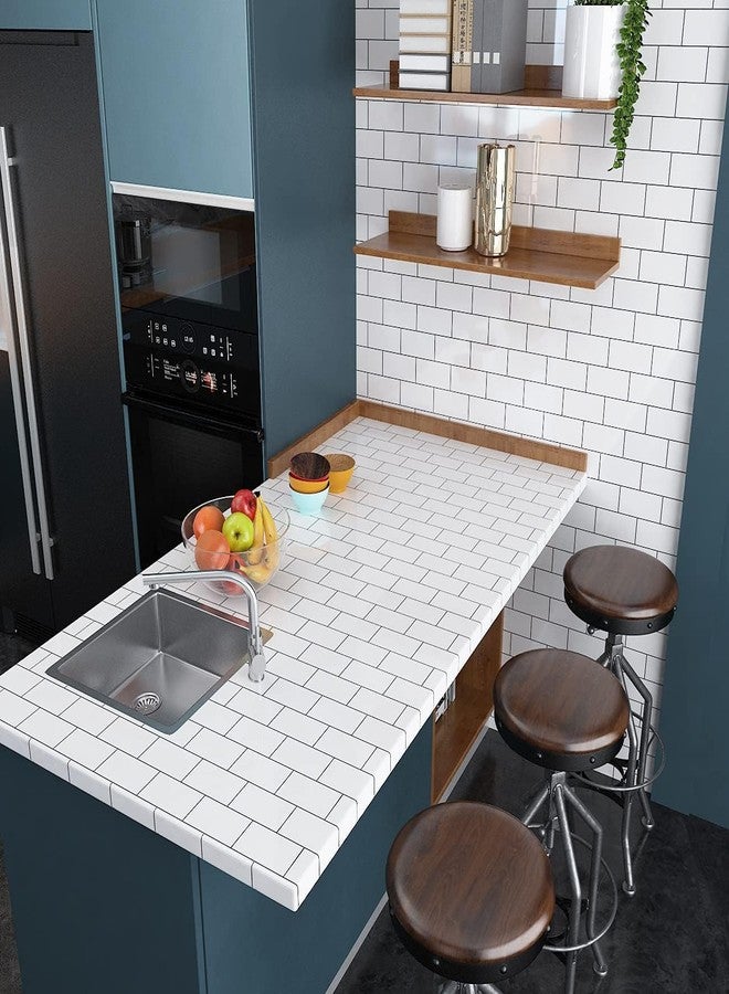 ReWallpaper ورق جدران ReWallpaper مقاس 17.7×276، بلاط مترو الأنفاق، بلاطات خلفية للمطابخ، بلاط قابل للتقشير واللصق للحمام، لفة ورق جدران - Image 5