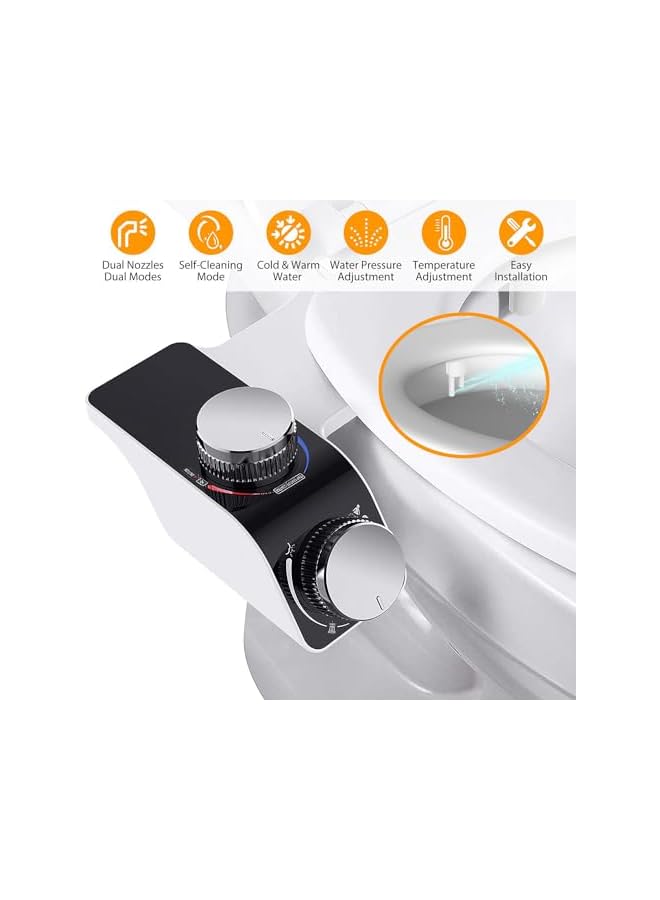 The Bros Bidet Attachment for Toilet,Non-Electric Bidet Toilet Attachment with Cold/Hot Water,Bidet Toilet Seat Attachment with Self-cleaning Dual Nozzles and Adjustable Pressure Control - Image 3