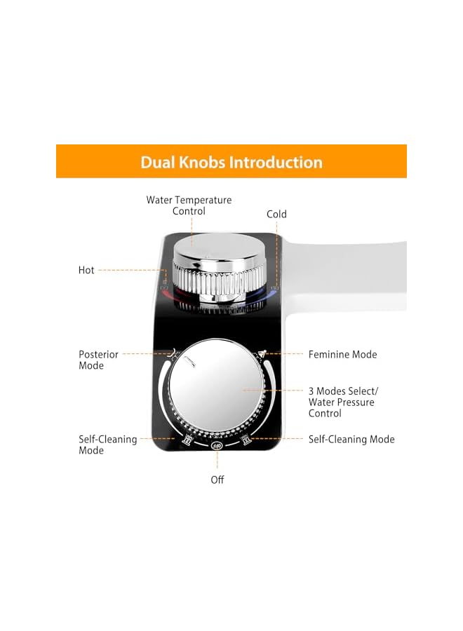 The Bros Bidet Attachment for Toilet,Non-Electric Bidet Toilet Attachment with Cold/Hot Water,Bidet Toilet Seat Attachment with Self-cleaning Dual Nozzles and Adjustable Pressure Control - Image 5