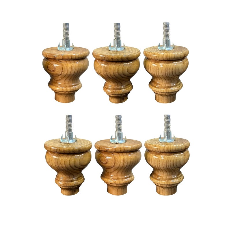 ASHOFY Handmade 6 Piece of White Cedar Wood Sofa Leg Cabinate Leg Chowki Leg Height 35 Inch Light Brown White Cedar Wood 1 - Image 1