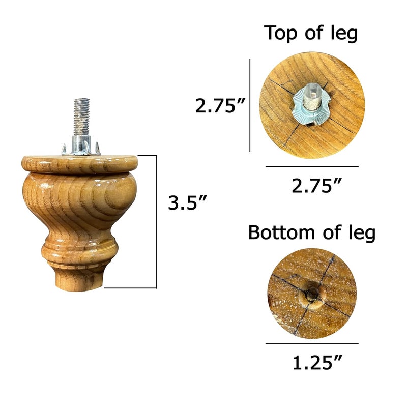 ASHOFY Handmade 6 Piece of White Cedar Wood Sofa Leg Cabinate Leg Chowki Leg Height 35 Inch Light Brown White Cedar Wood 1 - Image 2