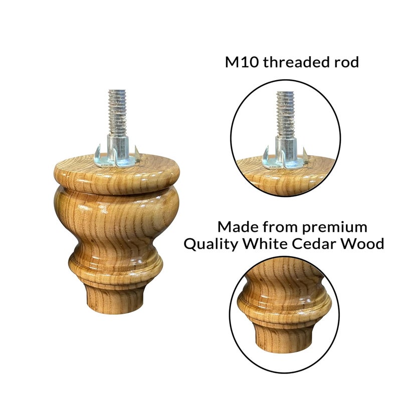 ASHOFY Handmade 6 Piece of White Cedar Wood Sofa Leg Cabinate Leg Chowki Leg Height 35 Inch Light Brown White Cedar Wood 1 - Image 3
