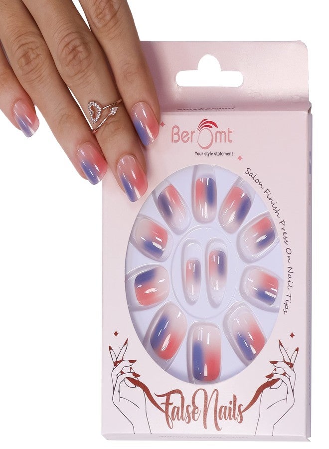 Beromt False nails Set of 12 reusable, UV treated gel finished Press-On nails with MATT Finish with adhesive tab inside Small Small Square - BFN229FN - Image 1