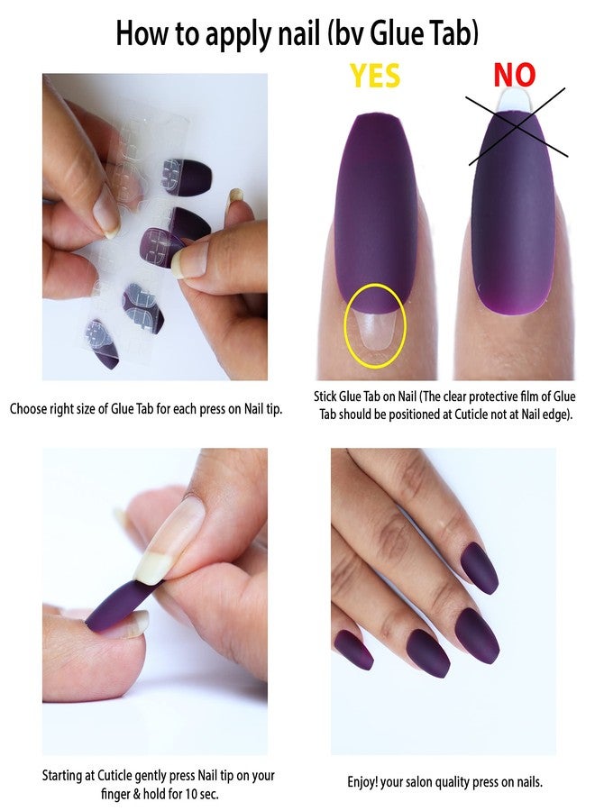 Beromt False nails Set of 12 reusable, UV treated gel finished Press-On nails with MATT Finish with adhesive tab inside Small Small Square - BFN229FN - Image 4