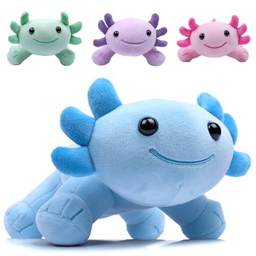 DYBFONO Axolotl Plush Toy 108 Soft Cute Axolotl Stuffed Cotton Plush Pillow Kawaii Salamander Animal for Boys Girls Kids Gift Blue - Image 1