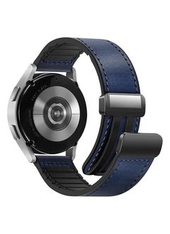 KENSUO Magnetic Leather Band Compatible with Samsung Galaxy Watch 7/6/5/4/Active 2 40mm 44mm/Watch 6 Classic 43mm 47mm/Watch 5 Pro 45mm/Watch 4 Classic 42mm 46mm, 20mm Strap for Men, Blue  - Image 1