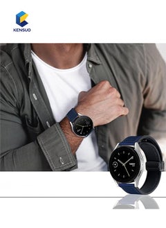 KENSUO Magnetic Leather Band Compatible with Samsung Galaxy Watch 7/6/5/4/Active 2 40mm 44mm/Watch 6 Classic 43mm 47mm/Watch 5 Pro 45mm/Watch 4 Classic 42mm 46mm, 20mm Strap for Men, Blue  - Image 2