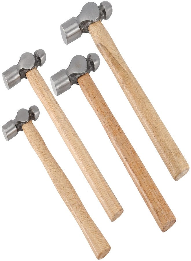 ZEONHAK 4 PCS Ball Peen Hammer, 8 OZ,16 OZ, 24 OZ, 32 OZ Ball Peen Hammer Set with Wooden Handle and Non-Slip Shock Absorbing Grip for Metal Rivetc - Image 1