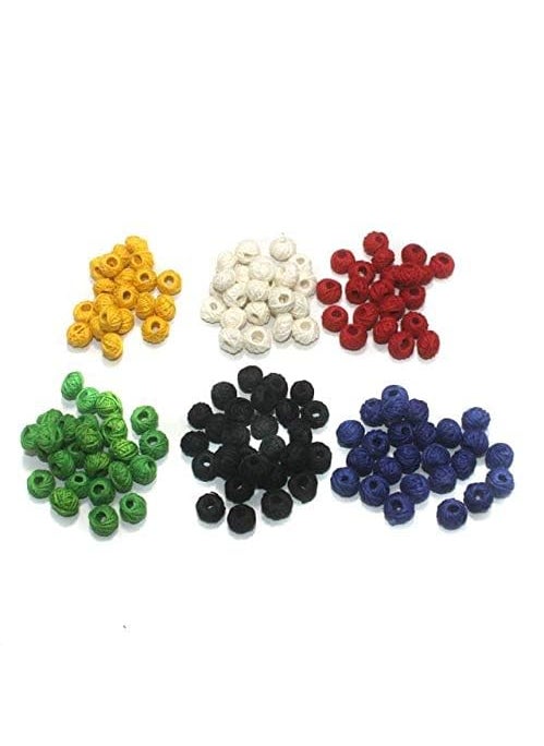 Beadsnfashion - Beadsnfashion 150 Pcs. Cotton Thread Round Beads 6 Color Combo 12x8 mm for Jewellery Making, Beading, Arts and Crafts and Embroidery Work - Image 1