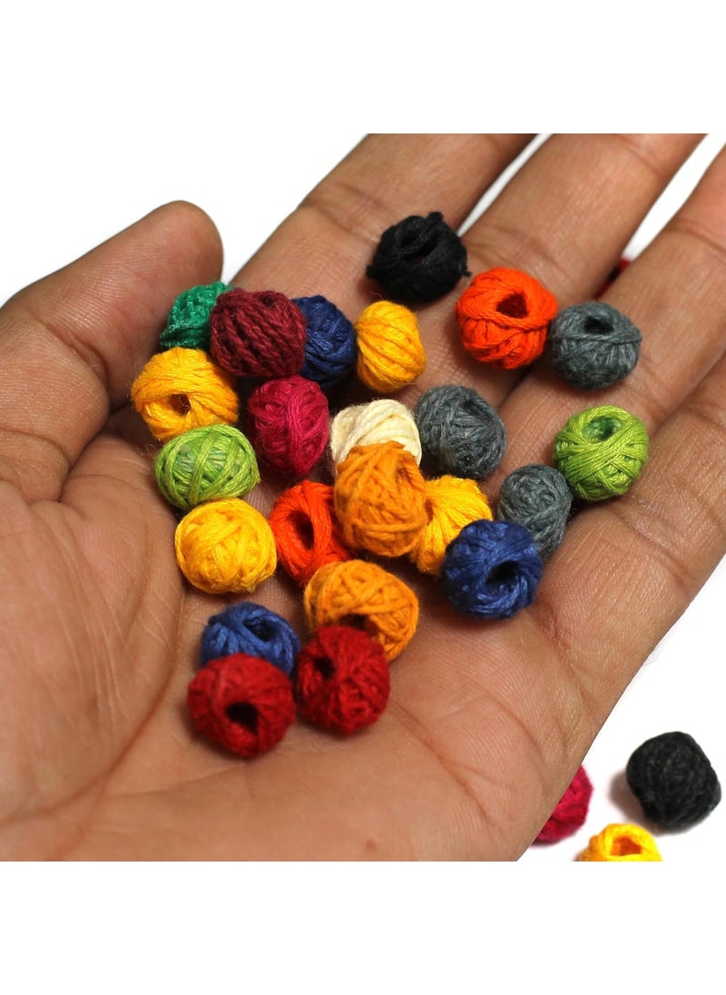 Beadsnfashion - Beadsnfashion 150 Pcs. Cotton Thread Round Beads 6 Color Combo 12x8 mm for Jewellery Making, Beading, Arts and Crafts and Embroidery Work - Image 1