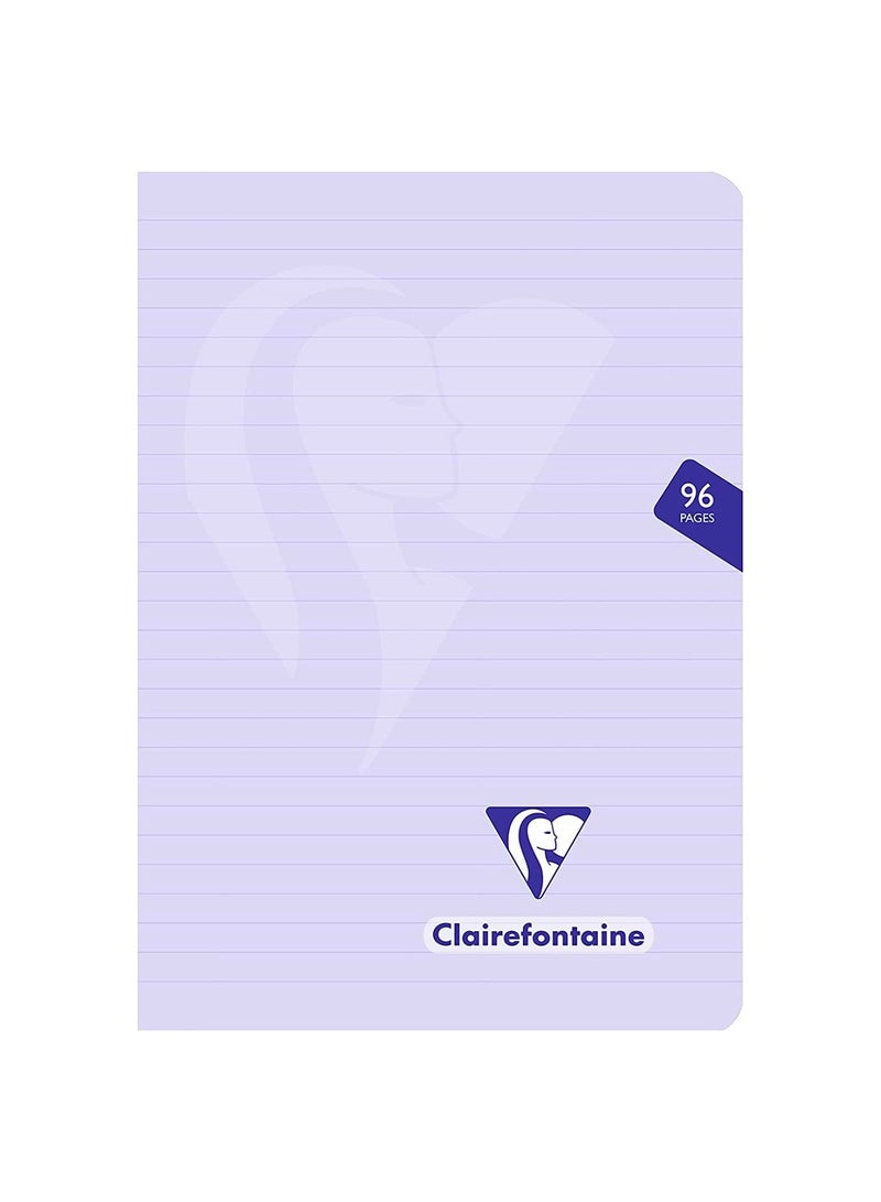 Clairefontaine دفتر ميميسيس بحجم A5 بغطاء بلاستيكي 1 قطعة 96 ورقة لون بنفسجي باهت - Image 1